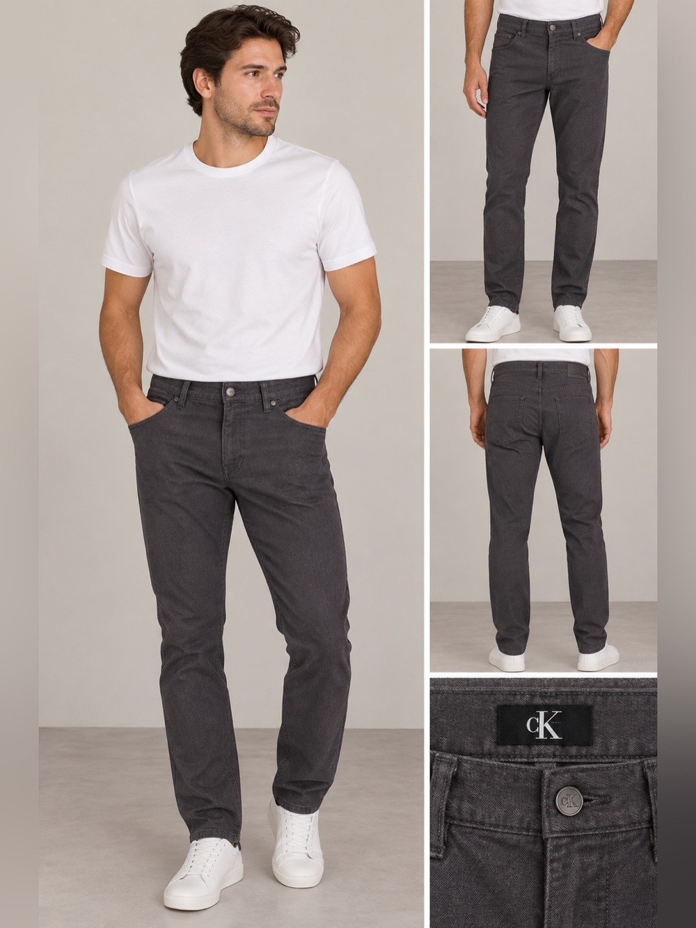 Calvin Klein Jeans Men’s Charcoal Gray Pants 32x32 Stretch Straight Slim Fit